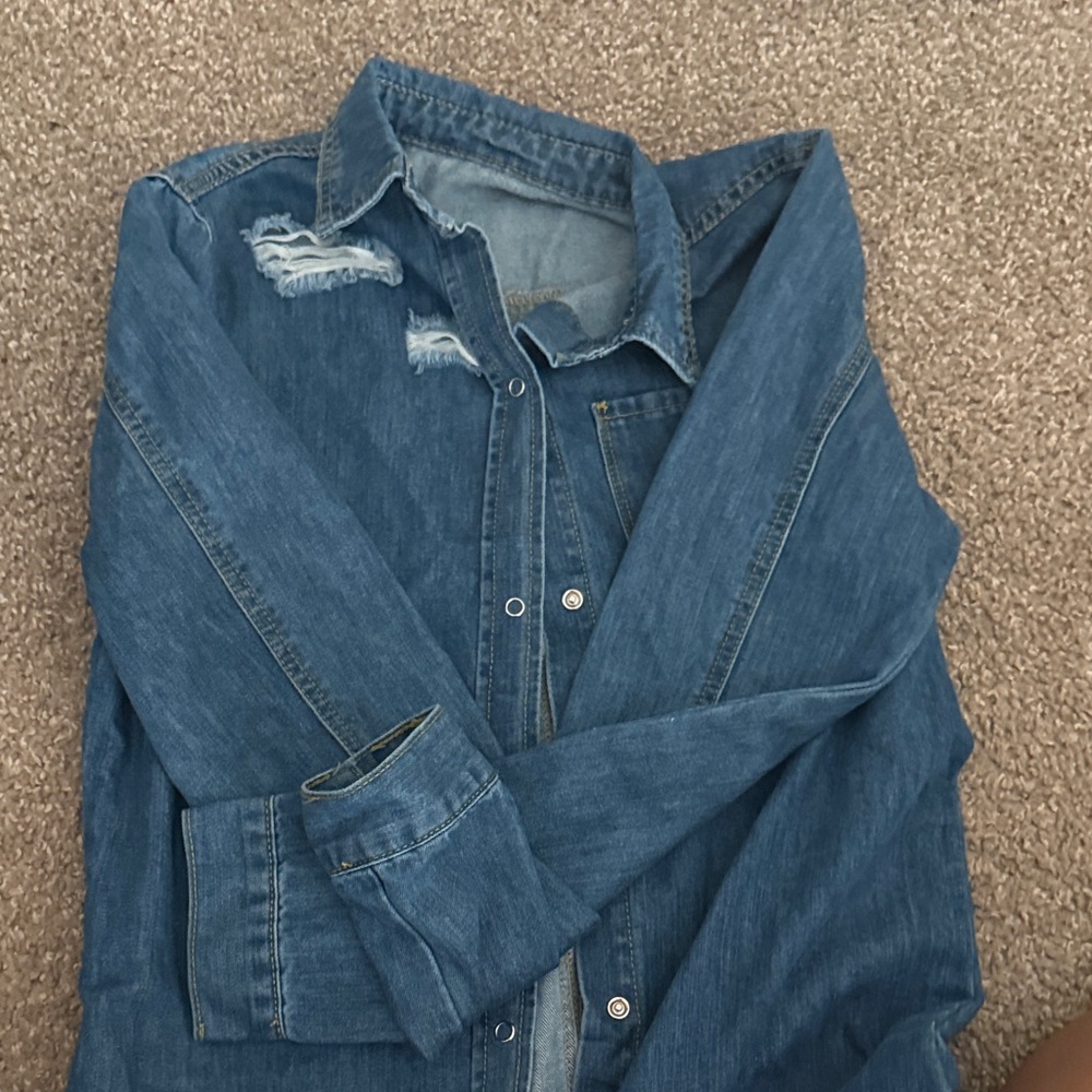 Casual Distressed Denim Shirt